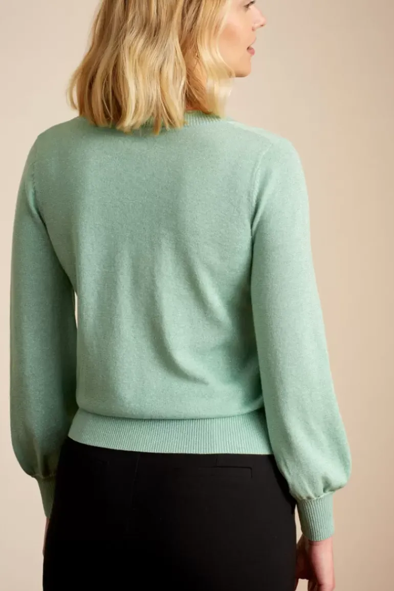 Cardi Deep V Long Organic Lapis