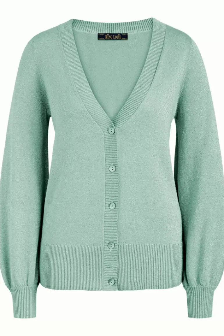 Cardi Deep V Long Organic Lapis