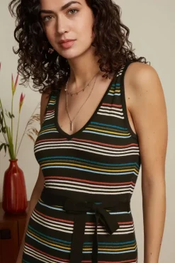 Deep V Knit Dress Riera Stripe