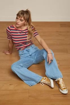 Ella Pintuck Pants Strata Denim