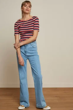 Ella Pintuck Pants Strata Denim