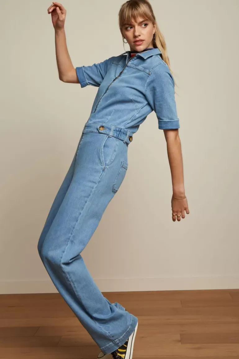 Garbo Zip Jumpsuit Strata Denim