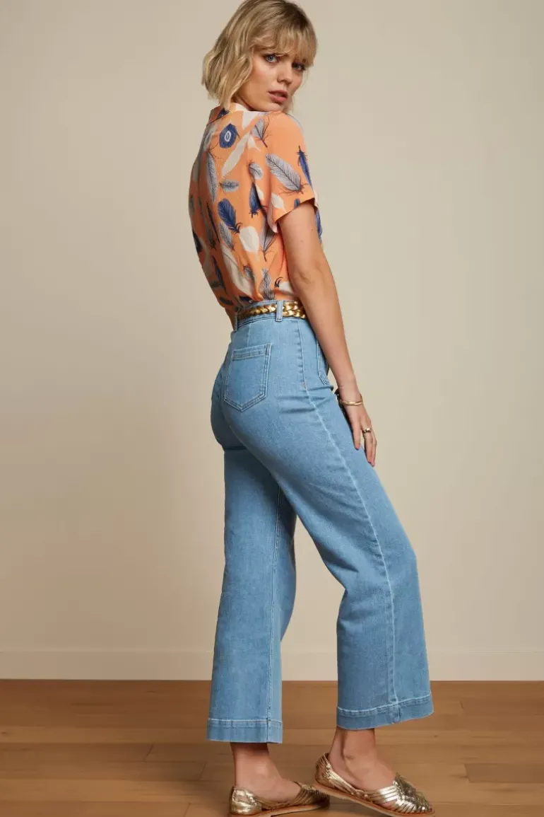High Waisted Pocket Pants Strata Denim