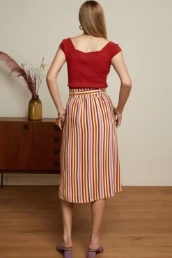 Lola Button Skirt Cassava Stripe