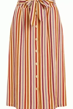 Lola Button Skirt Cassava Stripe