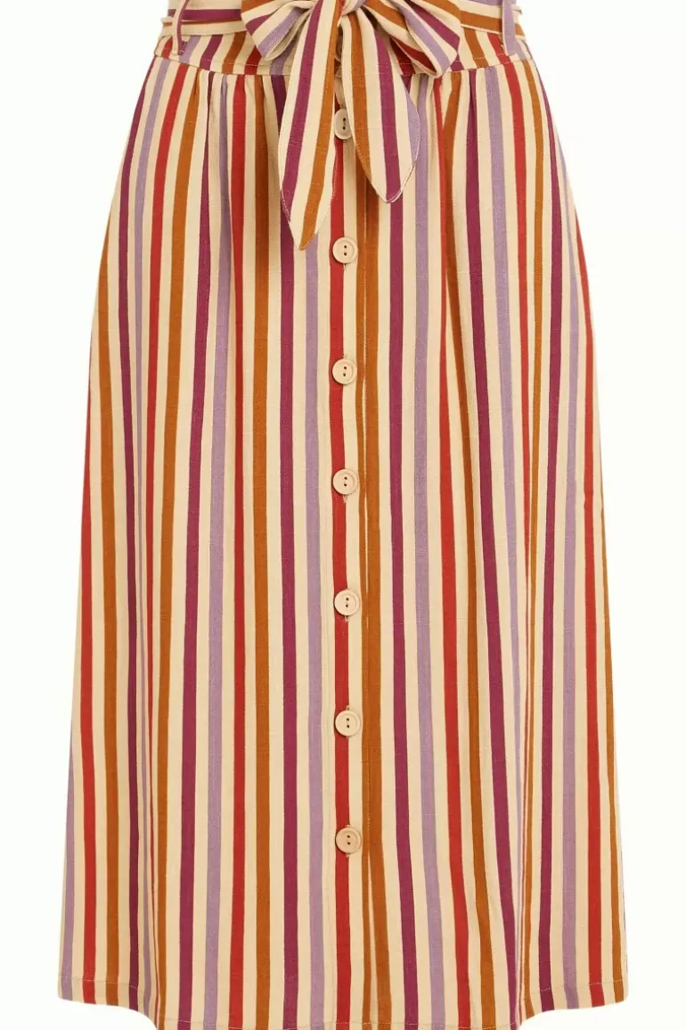 Lola Button Skirt Cassava Stripe