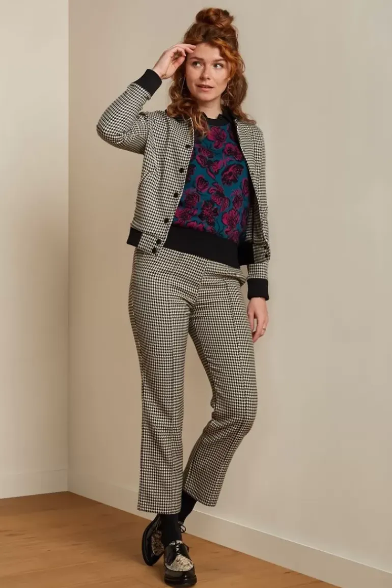 Luz Pintuck Pants Pied-De-Poule