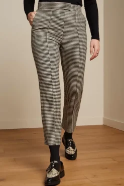 Luz Pintuck Pants Pied-De-Poule