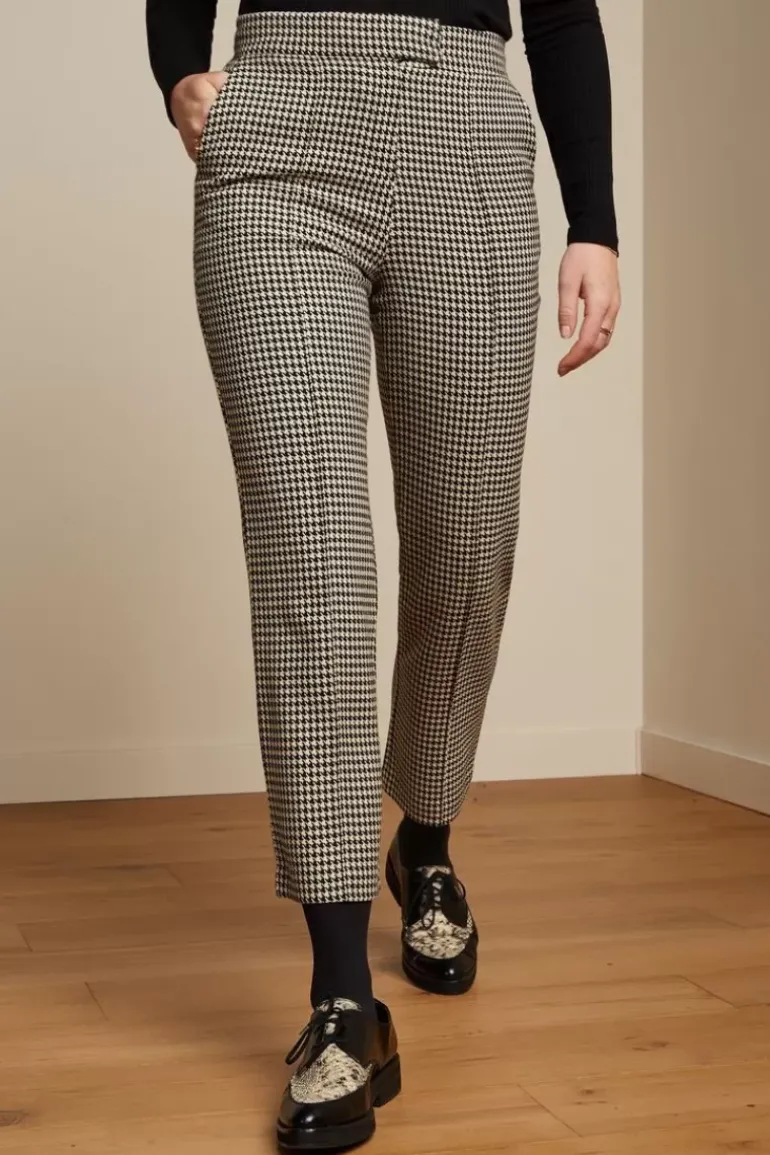 Luz Pintuck Pants Pied-De-Poule