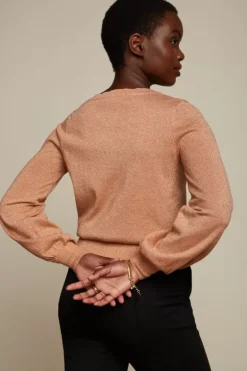 V Neck Bell Sleeve Top Lapis